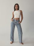 product Princess Polly High Waisted  Krena Adjustable High Mid Rise Jeans Mid Wash