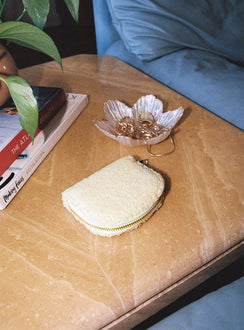 Coin purse  Fluffy outer material, four x card inserts, one middle zip compartment, extra padding sturdy outer