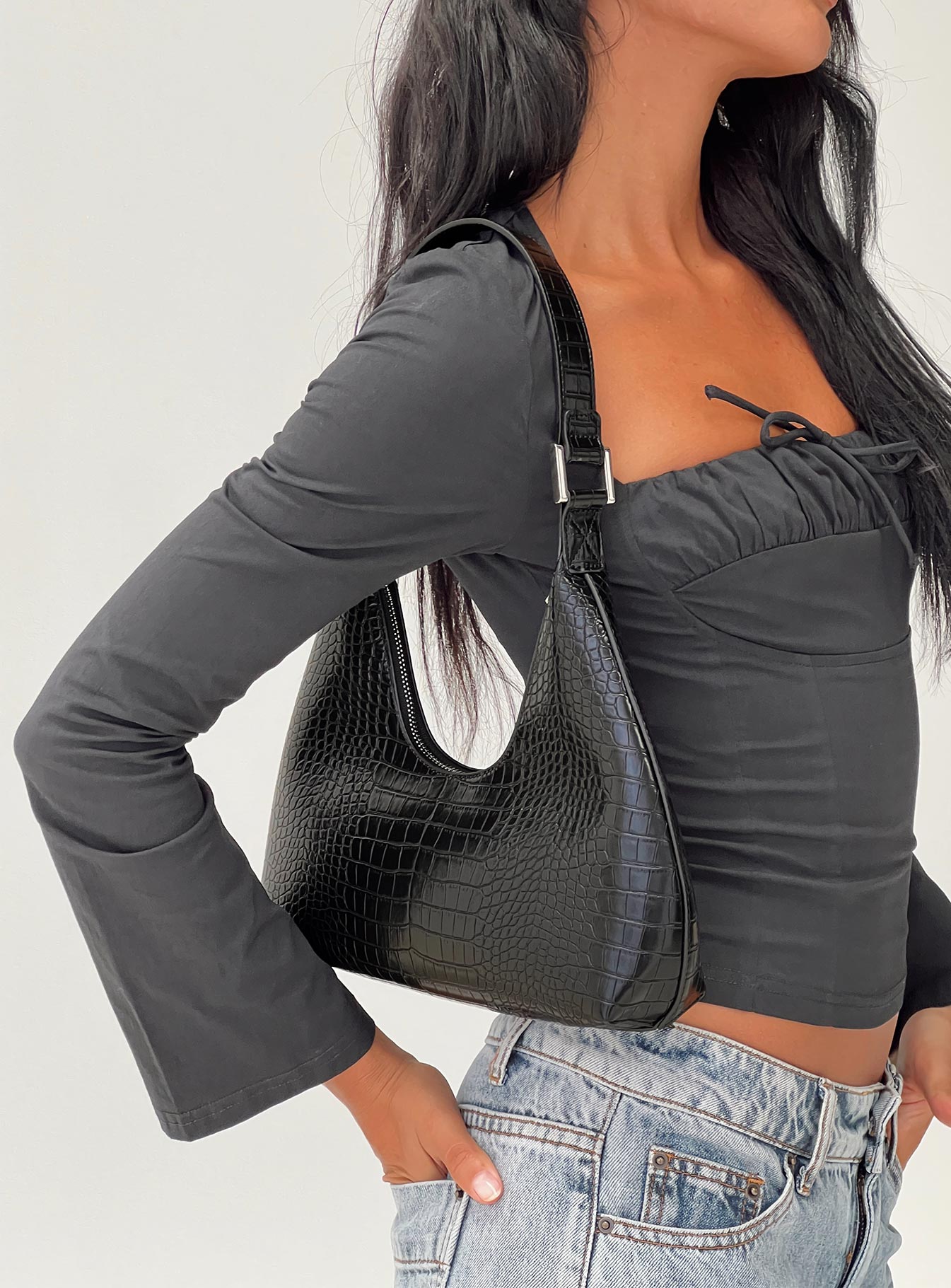 Reeves Croc Bag Black