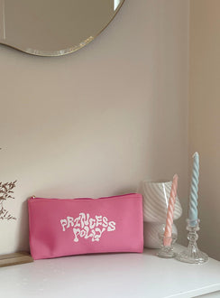 Pink Pencil case Zip fastening with gold toned hardware graphic print 