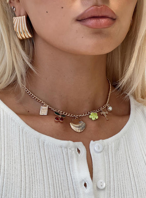 All My Life Charm Necklace Gold Princess Polly