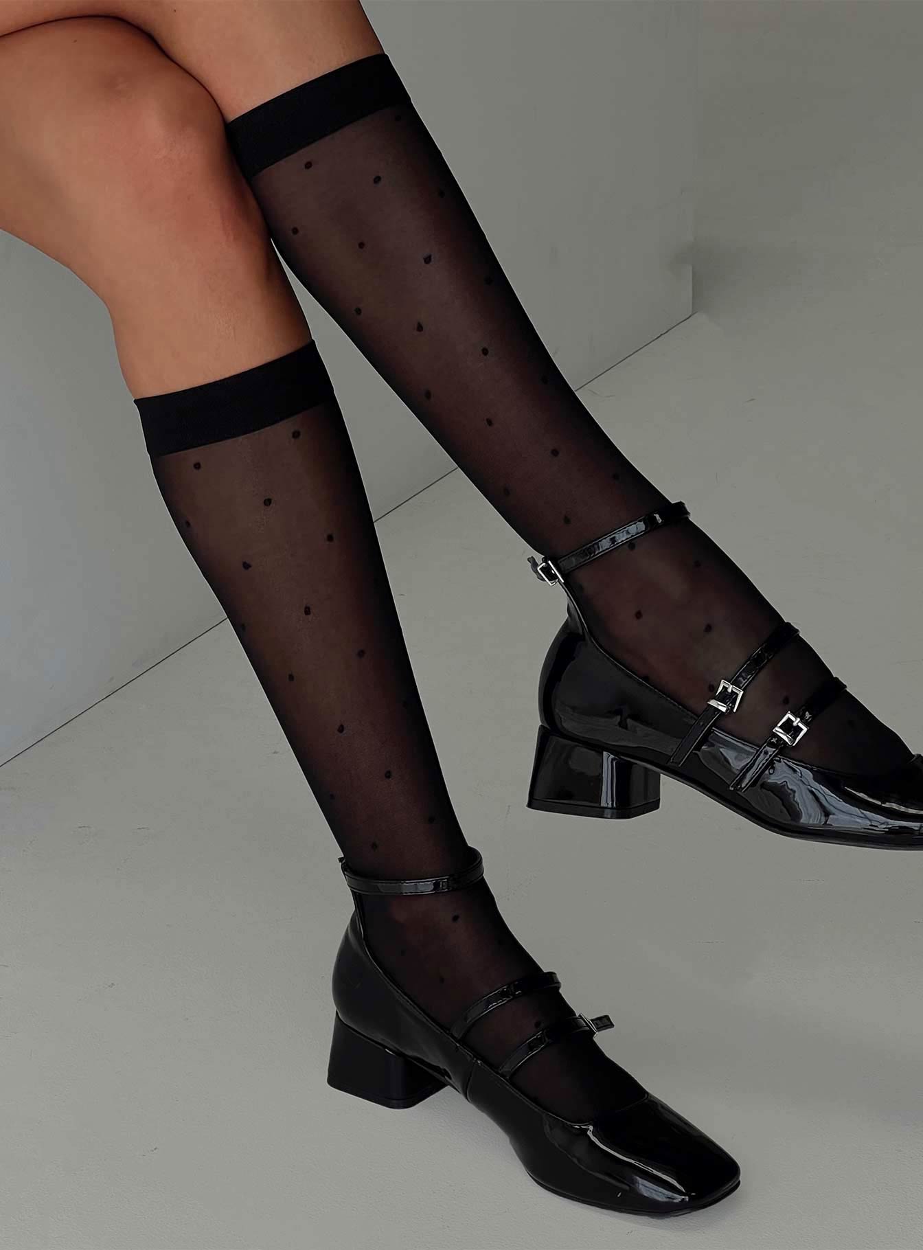 Audley Sheer Knee High Socks Black