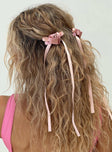 Rosette Bow Hair Clips Pink