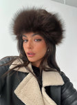 Mikella Faux Fur Hat Brown