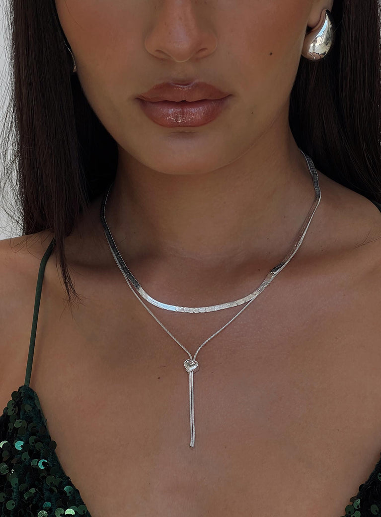 Let Me Love Layered Necklace Silver