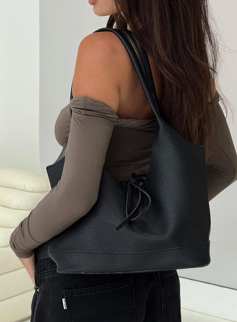 Nonstop Bow Detail Shoulder Bag Black