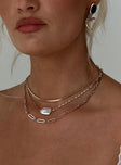 Gold-toned necklace Pack of three seperate chains, lobster clasp fastening, pearl detail