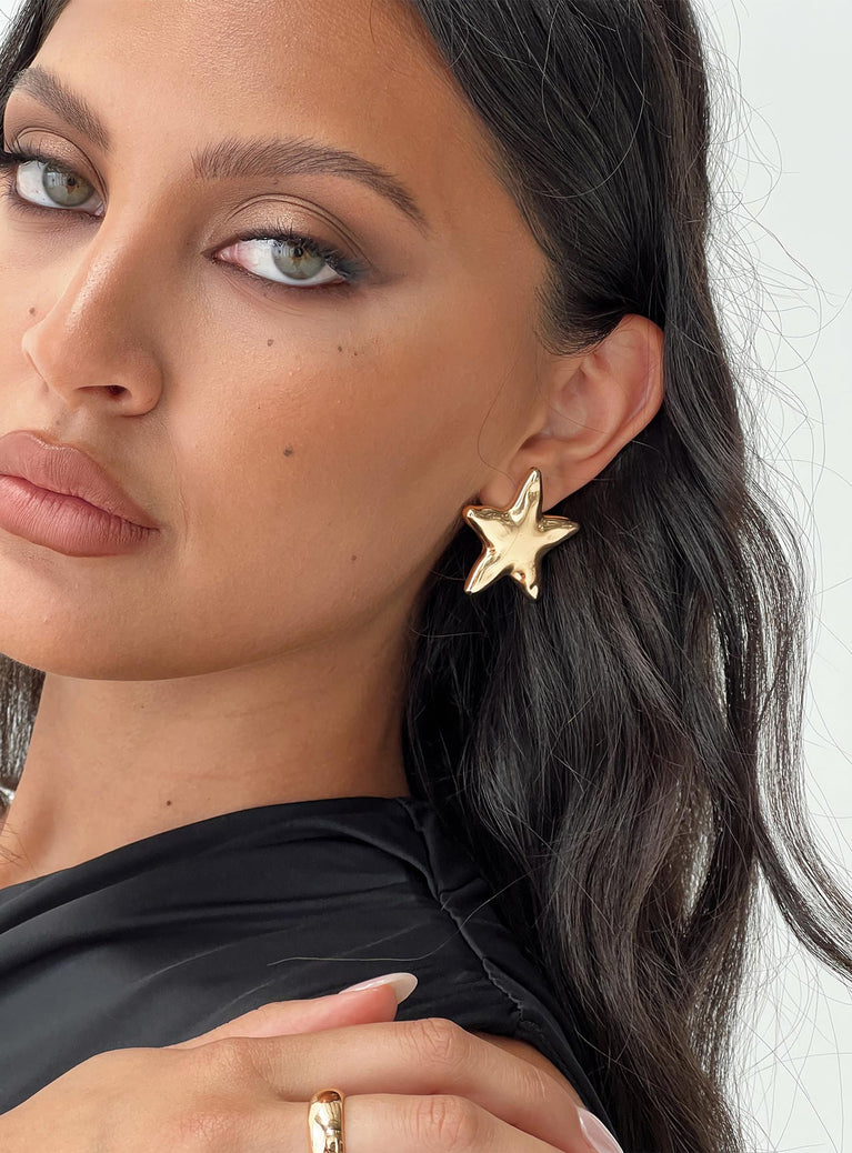 Earrings Gold-toned, star design, stud fastening 