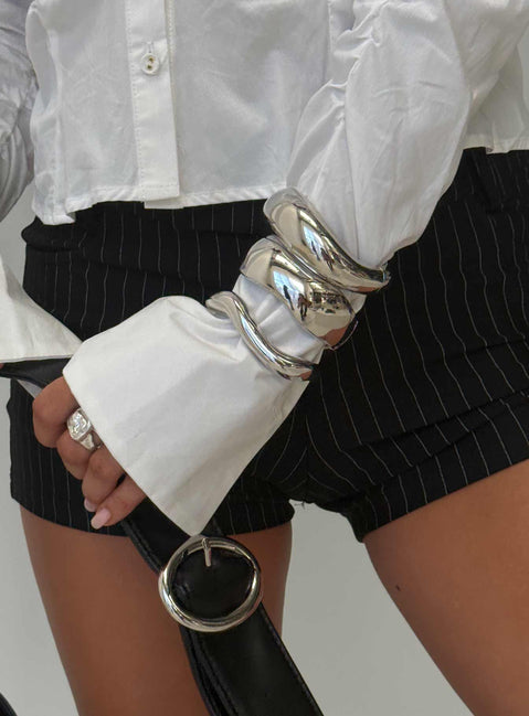 Hot Gossip Cuff Set Silver