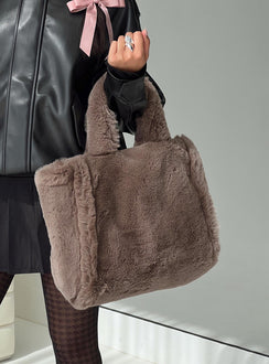 Tote Bag  Faux-fur material, fixed shoulder straps Gold-toned clasp fastening 