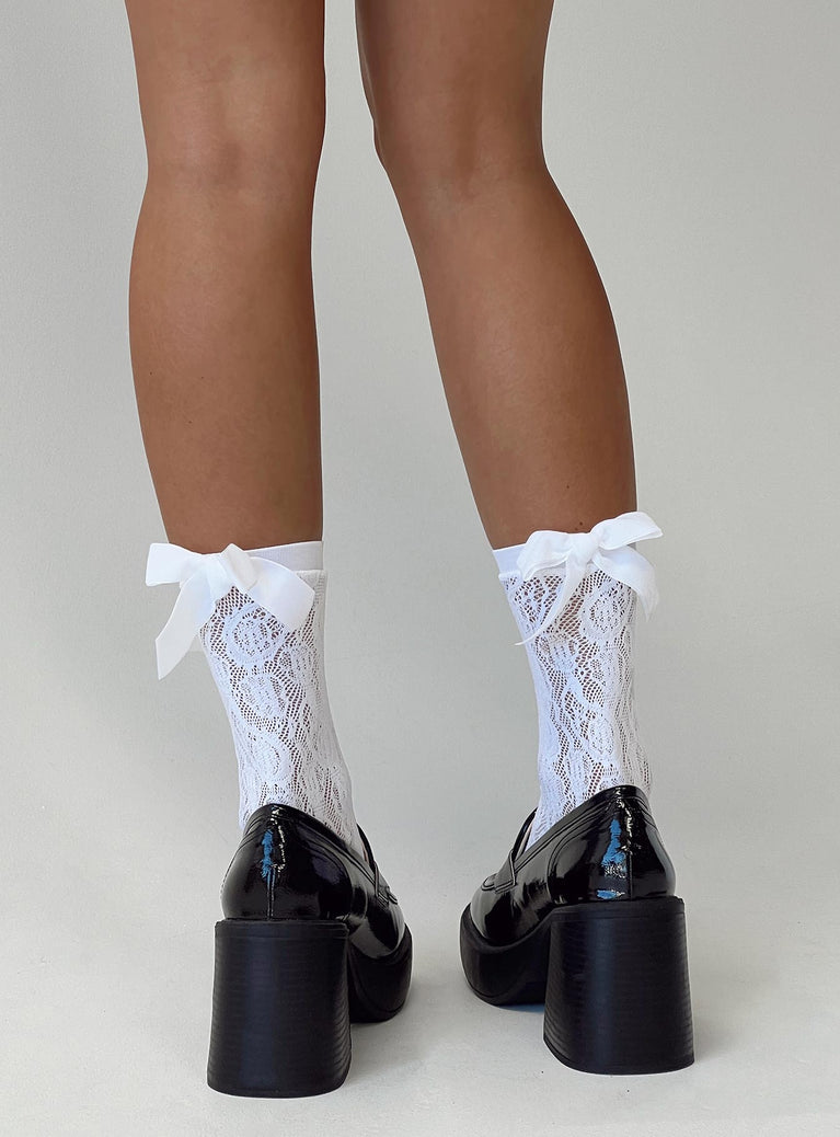 Socks Sheer fishnet design Bow detail Good stretch