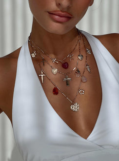 Kiss And Tell Layered Charm Necklace Gold