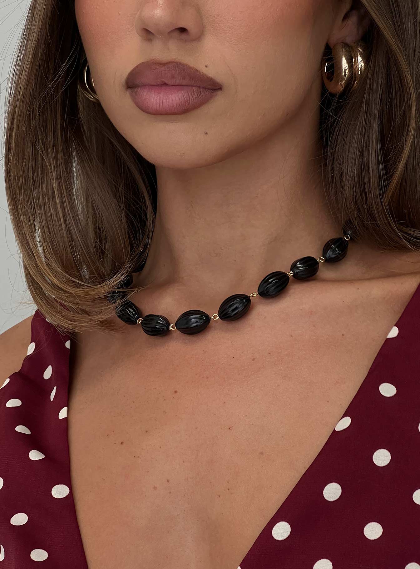 Liviya Beaded Necklace Black