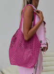 Saddler Crochet Tote Pink