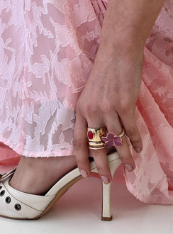 Rosellah Ring Set Gold / Pink