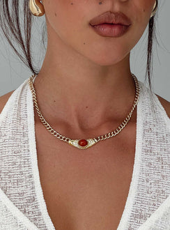 No Place Like Home Necklace Gold / Red