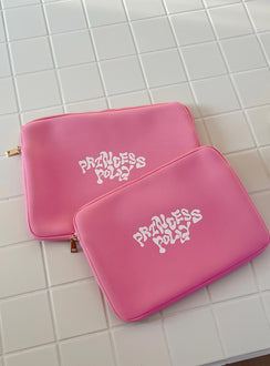 Pink Laptop case Graphic print secure zippered compartment padded for extra protection 