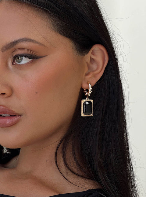 Gold earring pack  Thick hoop style, gem drop charm style, spring closure fastening