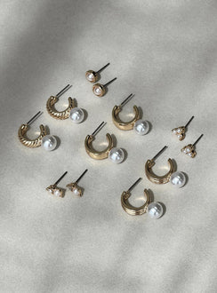 Earring pack  Pack of six, hoop & stud styles, stud fastening, pearl detail