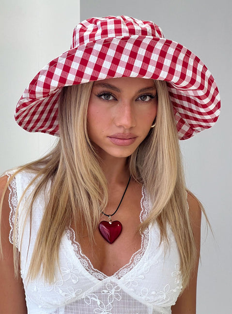 Leina Hat Red Gingham