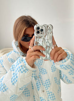 Chrome iPhone case Plastic clip on, wavy style, lightweight