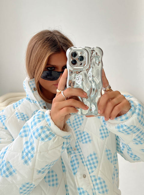 Chrome iPhone case Plastic clip on, wavy style, lightweight