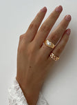 Gold-toned ring pack Pack of two, pearl detail, lightweight