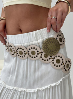 Faux leather belt Gunmetal hardware round buckle, grommets detail, adjustable length