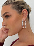 Silver-toned hoop earrings Stud fastening, oversized look