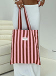 Striped tote bag Fixed straps, internal pocket, boning structure Good stretch, unlined 