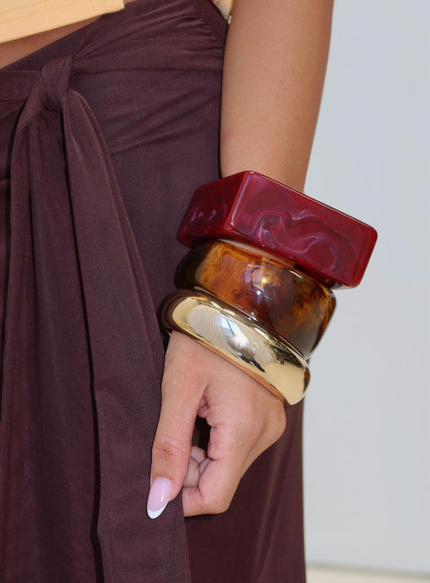 Need My Love Resin Cuff Set Multi