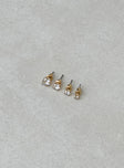 Gold-toned earring pack Diamante detail, pack of four, stud fastening