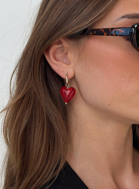 Wild Heart Earrings Gold / Red