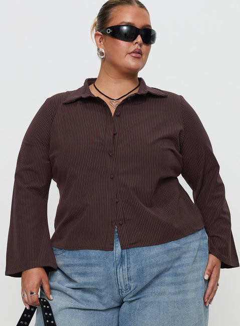 Anni Nadelstreifenhemd Braun Curve