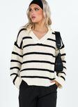 Forte Knit Sweater Black / Cream Princess Polly  Cropped 