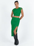 Front view of model wearing  front Erika Midi Skirt Green Princess Polly  Midi Skirts 