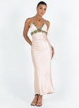 Front view of model wearing  front Princess Polly Square Neck  Sadelle Maxi Dress Champagne