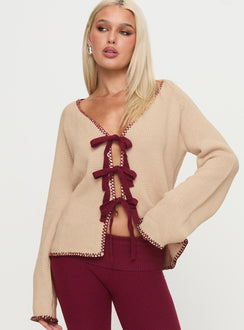 front view of model wearing Princess Polly Kiss Goodbye Knit Cardigan Multi Long 