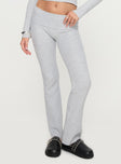 side view of model wearing Princess Polly Closed Eyes Flared Pant Grey Low Rise Pants 