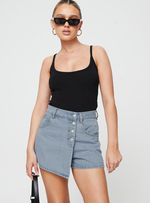 Merthyr Denim Skort Mid Wash Princess Polly high-rise 