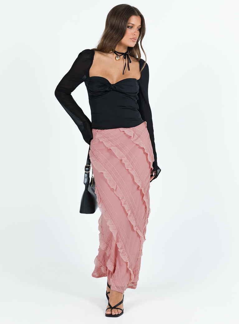 Mullins Bias Cut Maxi Skirt Pink Princess Polly  Maxi 