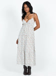 Front view of model wearing  front Princess Polly Asymmetric Neckline  Koko Maxi Dress White Floral