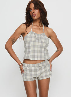 Afterglow Mini Shorts Smoke Plaid