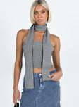 Two piece top Ribbed knit material Tube top Matching thin scarf Good stretch Unlined 