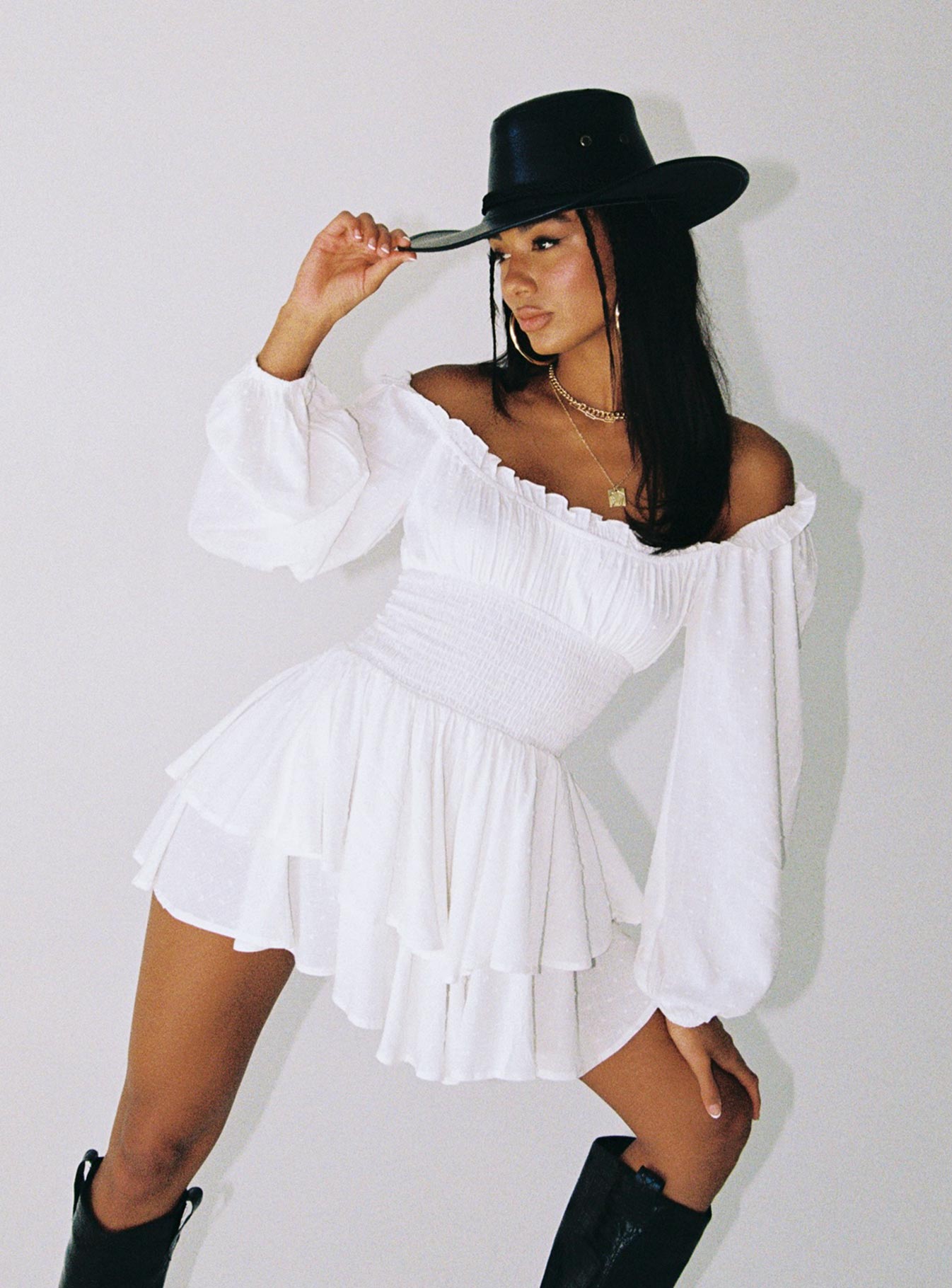 The Love Galore Long Sleeve Romper White Lower Impact