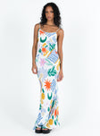 product Princess Polly Asymmetric Neckline  Luncheon Maxi Dress Blue Multi