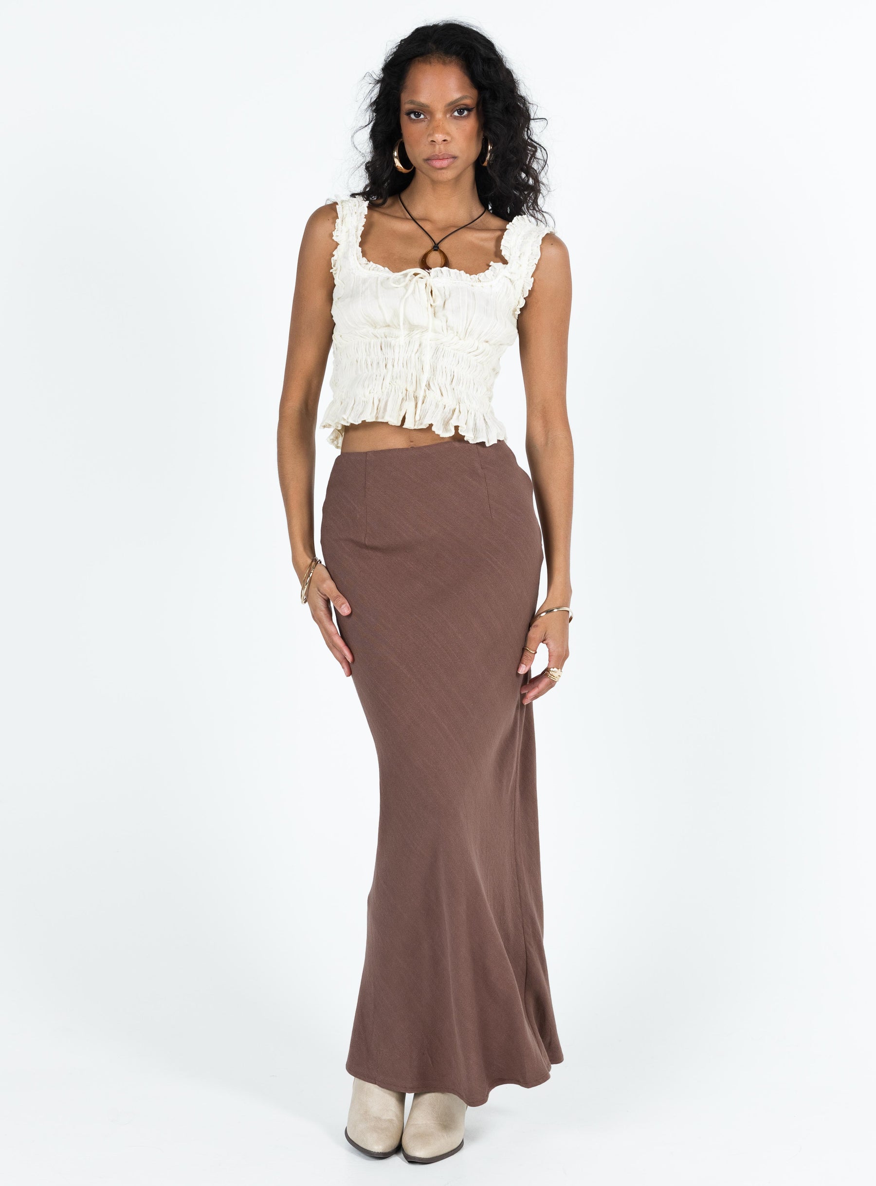 product Jodie Maxi Skirt Brown Princess Polly  Mini Skirts 