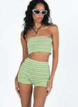 Pool Party Knit Shorts Green Stripe Princess Polly high-rise 