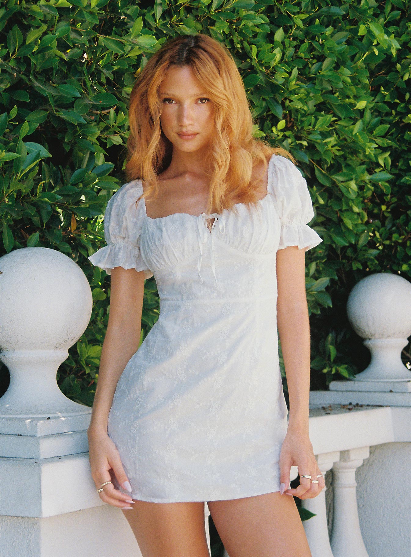 product Princess Polly Square Neck  White Rose Mini Dress White