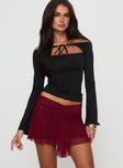   front view of model wearing Princess Polly Captain Mini Skirt Wine Mini Skirts 